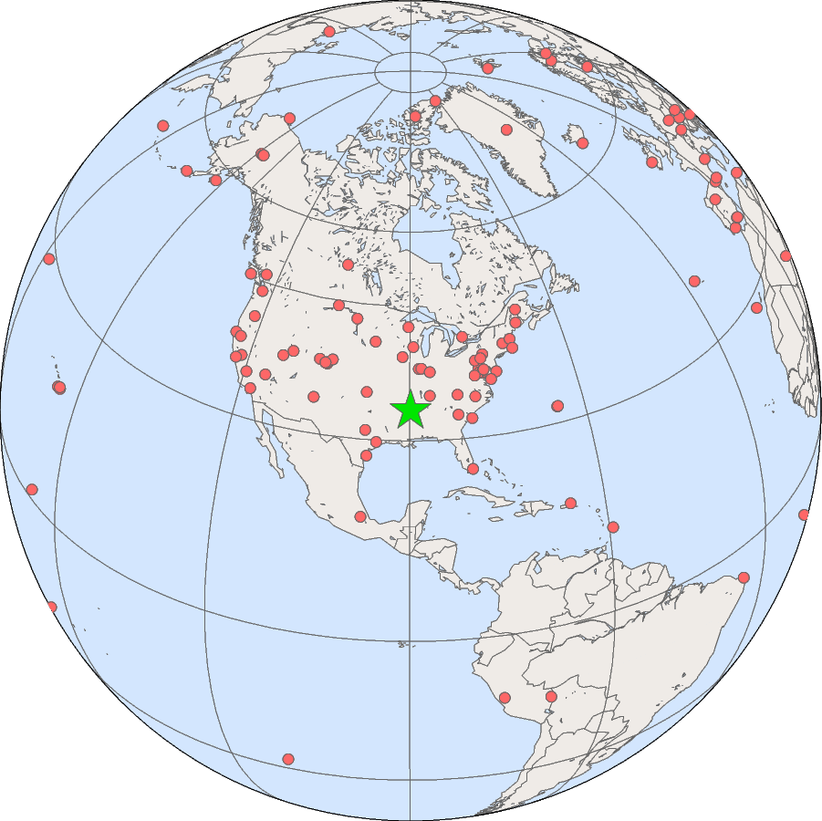 Location of SURFRAD installation at Goodwin Creek, Mississippi.