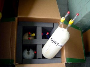 flasks in shipping box