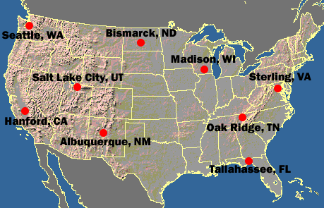 US map showing SOLRAD site locations