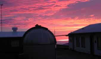 Dobson Dome with Mauna Loa Observatory Sunset (Courtesy of Forrest M. Mims III)