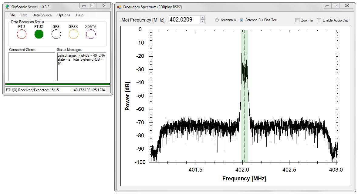 Example image of radio receiving system software